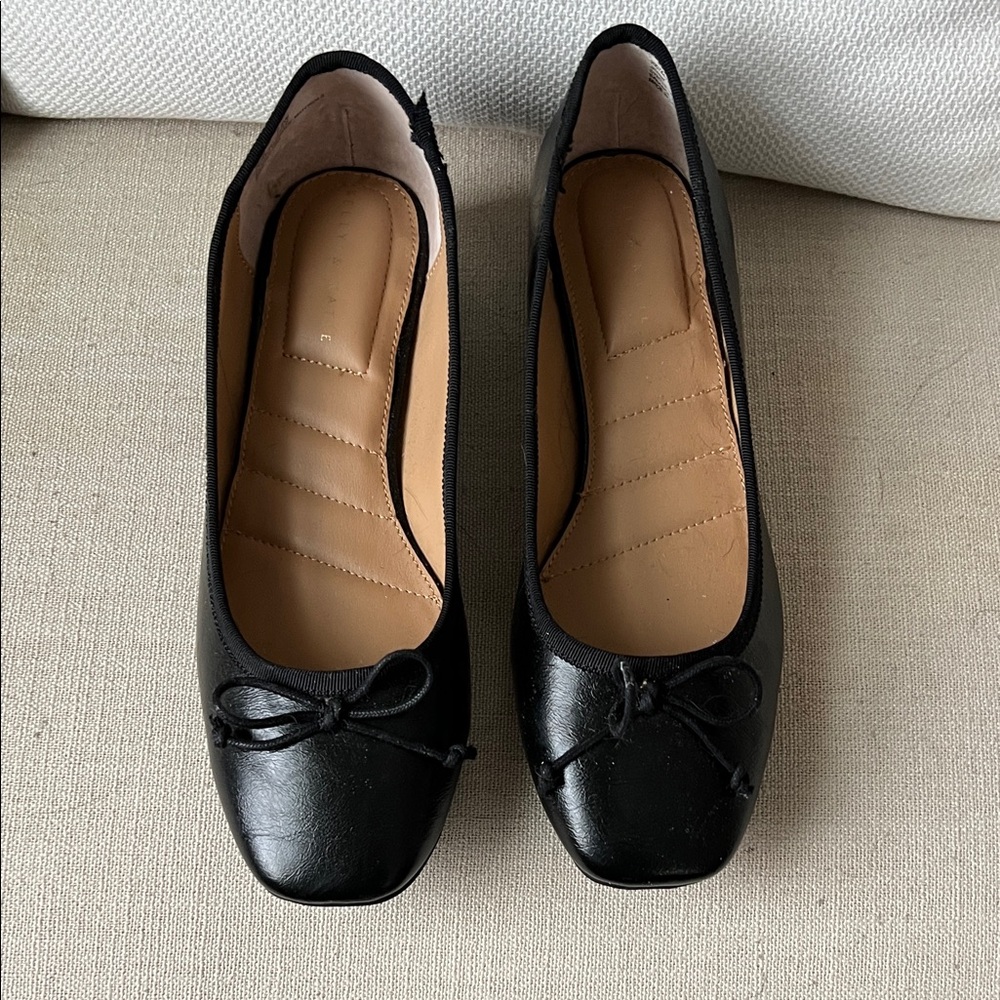 Kelly & Katie Black Square-Toe Flats